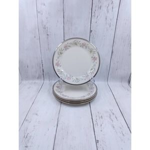 Lenox Fliration 4 Bread & Butter Plates Dimension Pastel Floral w/ Platinum Trim